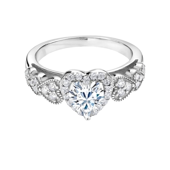 Certified Brilliant 1.23ct Diamond Heart Ring Charles Colvard Moissanite Wedding - Picture 1 of 6